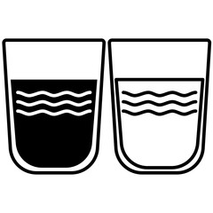 water glass icon, simple flat style, illustration, logo sign symbol pictogram template, for ui or ux isolated on white for mobile app, editable