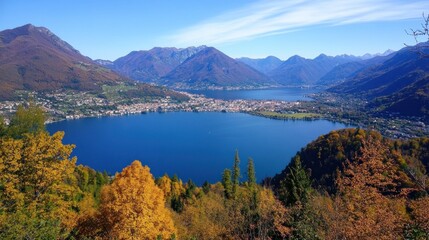 Fototapeta premium Foliage al lago di Levico Terme Italia