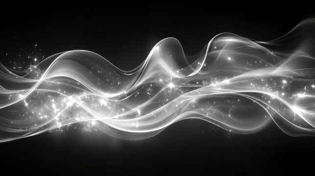 Abstract black and white graphic wave background showcasing a contemporary layered design with global color usage ideal for creative stock visuals.