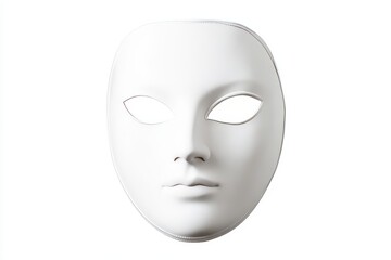 Blank white face mask isolated on white background