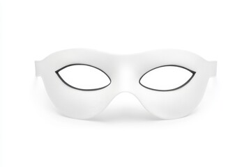 White eye mask isolated on clean white background with elegant black outline