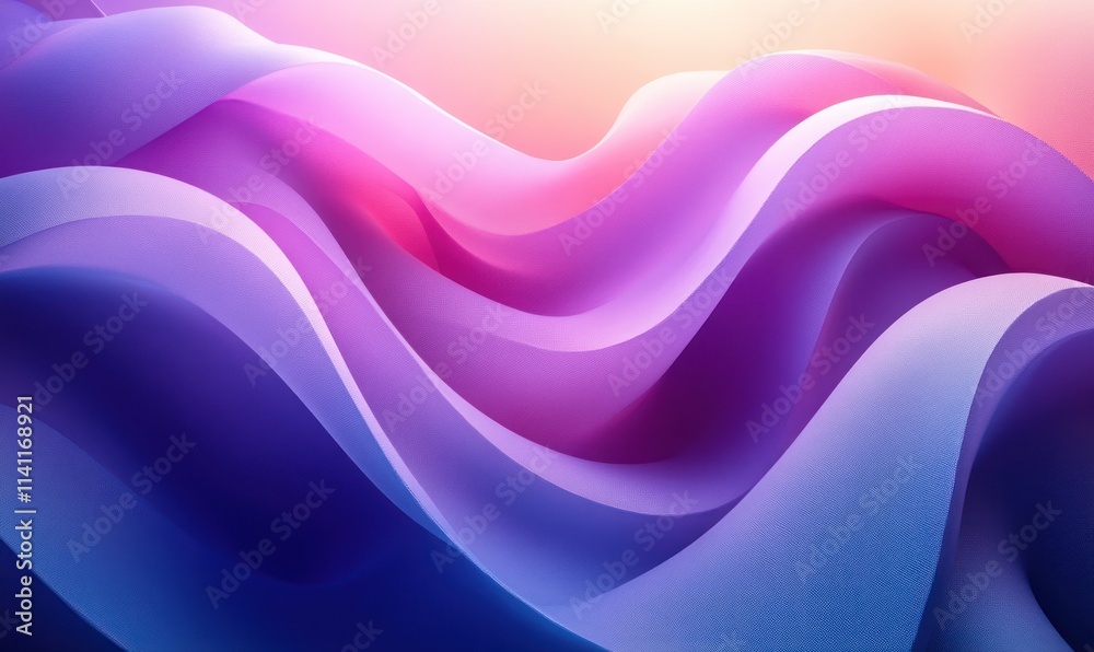 Poster geometric abstract shapes in vibrant purple and blue gradient 3d render
