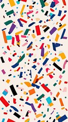 Abstract Colorful Shapes Scattered On White Background