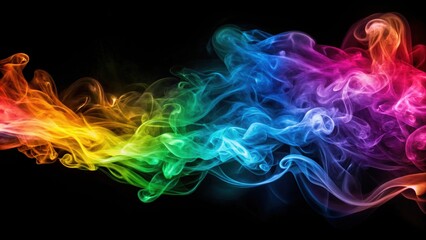 Fototapeta premium Colorful swirls of smoke creating vibrant patterns against a black background, smoke, colorful, abstract