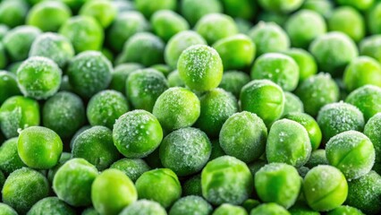 Extreme close-up of vibrant frozen organic peas, peas, frozen, organic, close-up, food, vegetables, fresh, healthy
