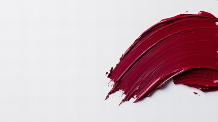 Bold crimson swipe of creamy lipstick on a white background.  The rich color and textured stroke create a luxurious feel.