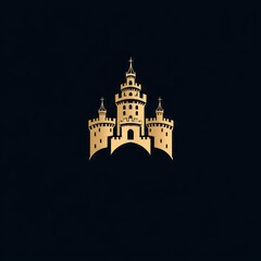 Obraz premium A stylized golden castle silhouette on a dark background.