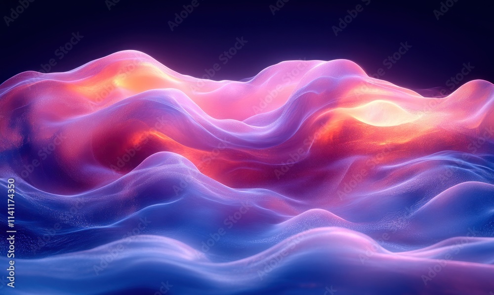 Aufkleber abstract wave composition gradient minimalist design in blue and purple 3d render
