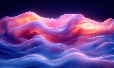 Obraz premium Abstract Wave Composition Gradient Minimalist Design in Blue and Purple 3D Render
