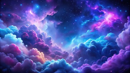 Fototapeta premium Abstract cosmic clouds in purple and blue hues against a dark background, cosmic, clouds, abstract, purple, blue, dark