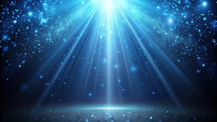 Fototapeta premium Dark light blue particle abstract background with falling and flickering light beam ray particles , rendering