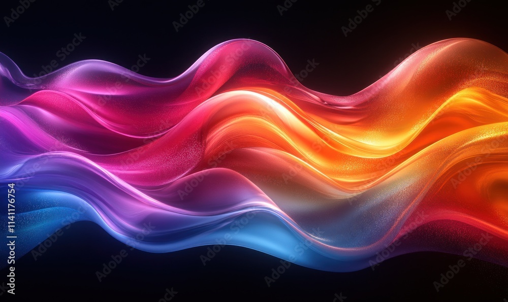 Poster Abstract Colorful Shapes with Smooth Glossy Curves and Dynamic Lighting