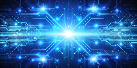 Obraz premium Shining blue glow technology background with abstract digital design, technology, glow, blue, background, digital, abstract