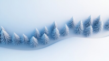 Winter Wonderland Snowy Trees Minimalist Blue Landscape Holiday Background