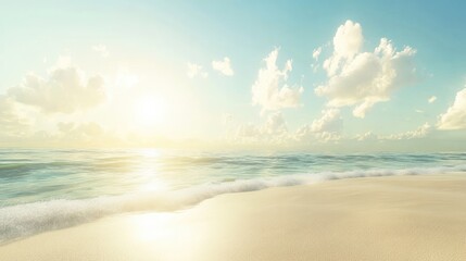 Serene Seascape with Gentle Waves and Soft Clouds at Sunset