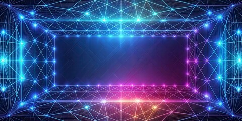 Obraz premium Abstract neon wireframe background perfect for technology and futuristic designs, neon, wireframe, abstract, background