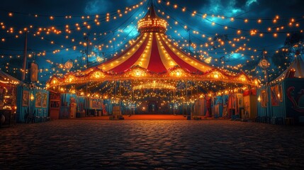 Circus Tent Scene Colorful Illustration Fun Fair Background