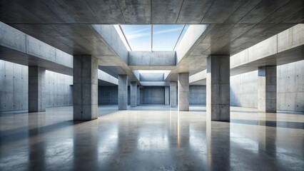 Naklejka premium Futuristic render of abstract structure with empty concrete floor, futuristic,render, abstract, structure