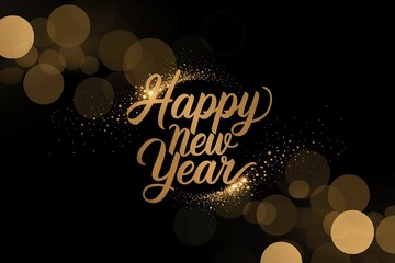 Celebrate the New Year with Joy: Festive Happy New Year Design with Bokeh Background