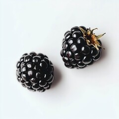 Blackberry close-up, isolated on a white background.The blackberry,