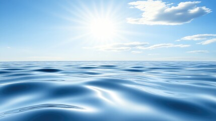 Obraz premium Tranquil Ocean Waves Under Bright Sunlight and Blue Sky