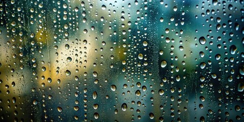 Raindrops glistening on window against dark background, raindrops, window, dark, background, water droplets, wet, glass
