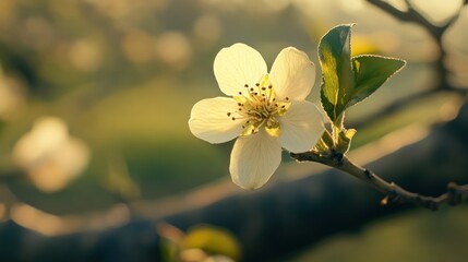 Obraz premium Small Persimmon flower on tree in an agricultural field