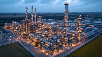Naklejka premium Detailed image of gas plant ductwork, showcasing the complex network of pipes and ducts used to transport gases within industrial facilities, highlighting its importance in energy production.