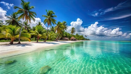 Tropical beach paradise on Zanzibar island with crystal clear waters and palm trees, beach, tropical, paradise
