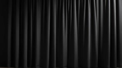 curtains background texture,  full Black curtains with folds background
