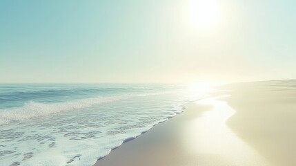 Serene Ocean View with Gentle Waves and Soft Sunlight at Dawn
