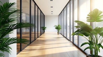 Fototapeta premium Sleek Office Corridor with Partitions.
