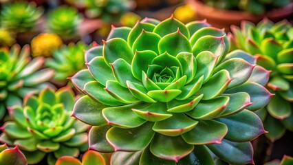 Fototapeta premium Succulent plant with vibrant green leaves and thick stems, succulent, cactus, desert plant, green, plant, garden