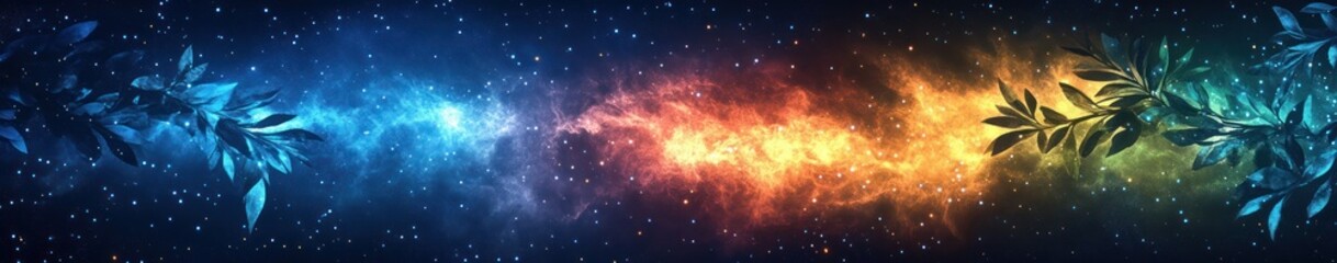 Fototapeta premium Starry Night Sky and Bamboo Leaves Celebration