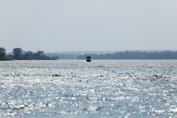 View of the fishing boat on Zambezi River