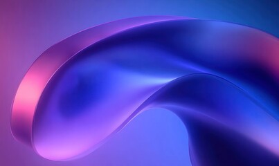 Minimalist Abstract Sculpture with Smooth Curves and Gradient Lighting in Deep Blues and Purples