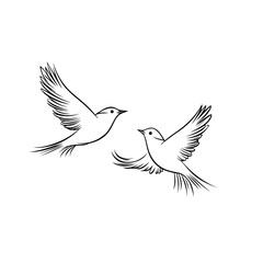 Obraz premium bird line icon logo vector design, modern logo pictogram design of sparrow or finch bird