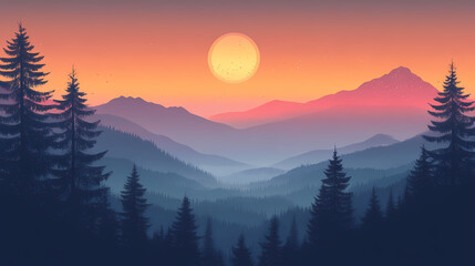 Beautiful gradient sky at sunset background. Dawn. Illustration