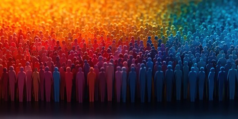 Colorful Paper Cut-Out Crowd at a Public Event Celebration