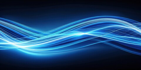 Abstract light trails in shades of cool blue weave dynamically, abstract, light trails, blue, cool