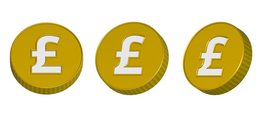 Gold pound sterling coin 3d symbol finance