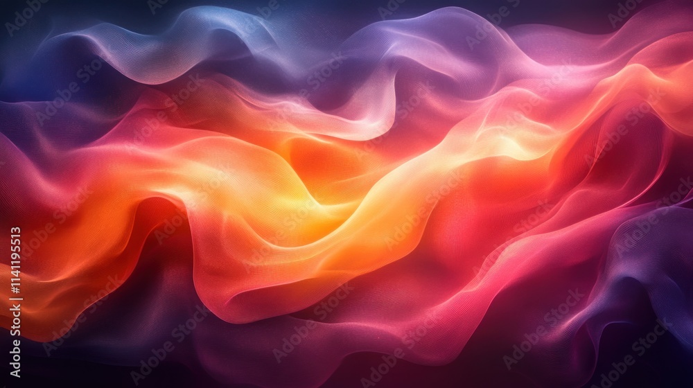 Fototapete abstract iridescent wave background design with fluid light effects and gradient colors in three-dim