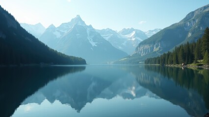 lake and mountains