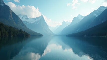 landscape with lake and mountains