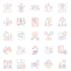 Meritocracy 25 icon bundle in playful line style