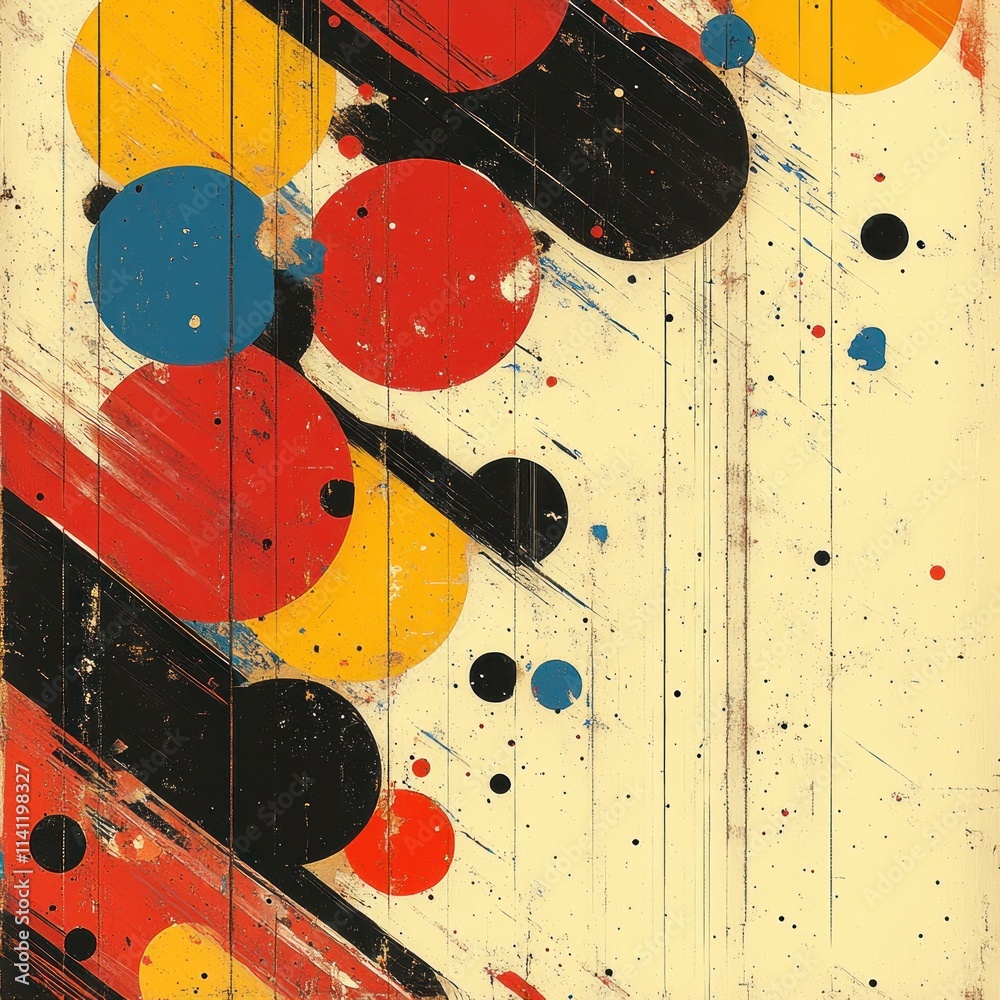 Aufkleber Dynamic Abstract Pattern with Rays and Dots in Vibrant Pop Art Style