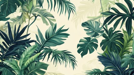 Lush Tropical Foliage Creates Vibrant Green Scene