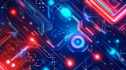 Fototapeta premium Abstract Neon Circuitry Digital Art Design