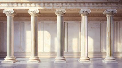 Naklejka premium Symbol of civilization: ancient greek marble pillars. Ionic. Illustration