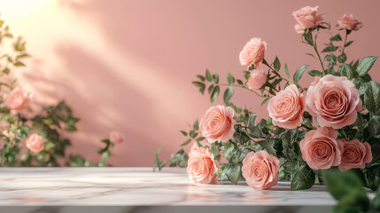 Obraz premium Flower background e-commerce product exhibition booth